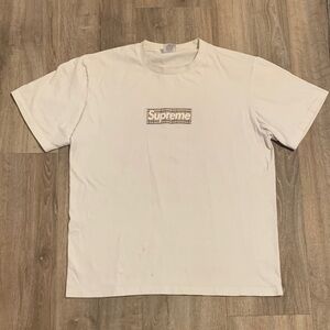 Supreme Burberry White Tee with Plaid Logo